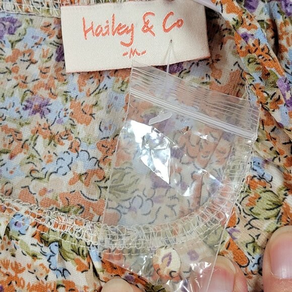 Hailey and Co Peasant Blouse Womens M Floral Fairy Ruffle Puff Sleeve Colorful - Picture 7 of 13